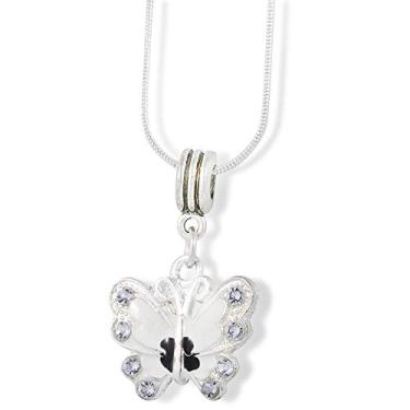 Imagem de Colar de corrente de cobra esmeralda Park Jewelry borboleta com pingente de esmalte colorido