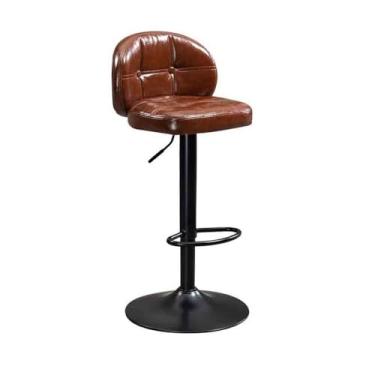 Imagem de Banco de bar de pub Banco de bar ferro da moda, encosto simples, banco alto, cadeira giratória elevatória(Brown)