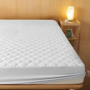 Imagem de Capa Protetora ImpermeáVel Para ColchãO Casal Queen/King - 100% ImpermeáVel AntiáCaros HipoalergêNica - Capa Matelada Com EláStico Para ColchãO Box E Espuma(branco,Solteiro)