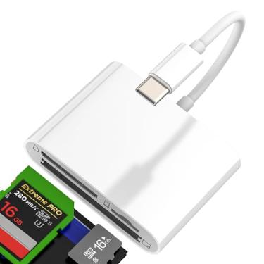 Imagem de Adaptador de câmera digital para iPhone para Apple USB C para leitor de cartão SD CF TF (3 em 1) Memory Stick Computador Android para iPad Flash Drive Macbook Transfer Compact compatível com Samsung