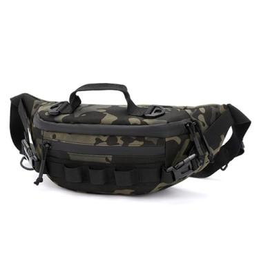 Imagem de Pochete tática para homens e mulheres, bolsa de cintura militar, bolsa utilitária para quadril, bolsa transversal para ciclismo, caminhada, pesca, Camuflagem preta
