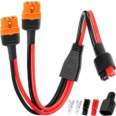 Imagem de DKARDU Cabo fêmea Anderson para XT60i 12AWG 45A para conector Anderson para XT60i Cabo divisor Y, para estação de energia portátil, painel solar gerador solar (1FT)
