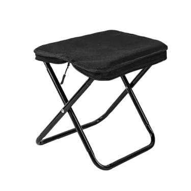 Imagem de oshhni Banco de acampamento dobrável, banco de acampamento multifuncional, compacto, dobrável, assento para pesca, para pátio, praia, jardim, churrasco, Preto