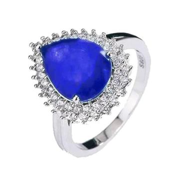 Imagem de Anel Gota Verde Banhado a Prata 925/ Anel Azul/Amarelo/Rosa Turmalina/Vermelho/Lilás Claro/Lilás Ametista/Azul Claro (Rosa, 19)