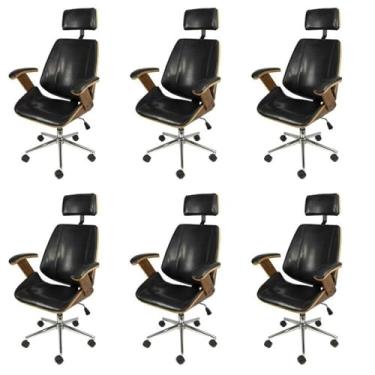 Imagem de Kit 6 Cadeiras para Escritorio Presidente Bergen 3331 Preto