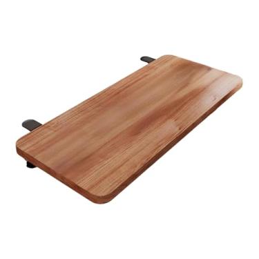 Imagem de SiaBiced Bandeja de Extensão de Mesa Dobrável Bandeja de Extensão de Teclado Organizador de Tablet Suporte de Madeira de Metal Suporte de Pulso Fácil Instalaçã, Cor Noz, Tamanho real