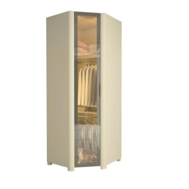 Imagem de Guarda Roupa Gelius Innova Canto 1 porta reflecta cabideiro/calceira em “L” Largura de 89,2 cm LED e pés OFF White