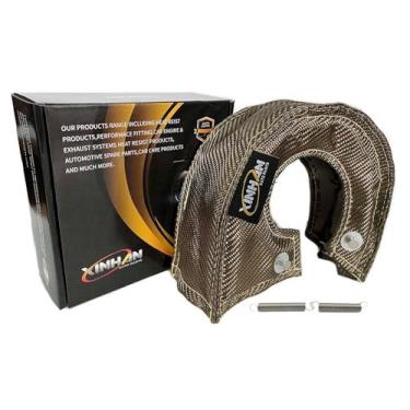Imagem de Xinhan Parts T25 T3 T4 T6 Protetor de calor turbo de fibra de titânio interno de alta sílica e forro interno de malha de arame de malha de aço inoxidável com 2 fixadores de molas (T25)