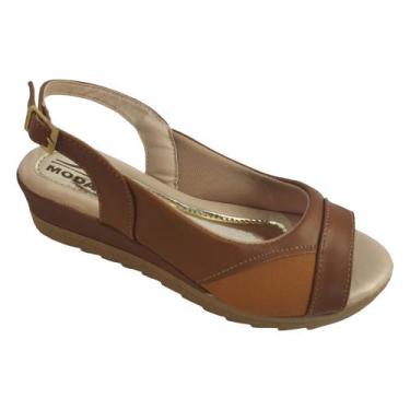 Imagem de Sandália Feminina Anabela Super Conforto Joanetes Moda Pé, Caramelo, 3