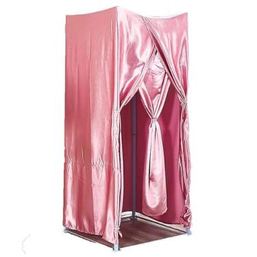 Imagem de Camarim portátil de chão com pano de sombreamento de privacidade, adequado para escritório, shopping e loja de roupas (rosa, 100 x 100 x 200 cm)