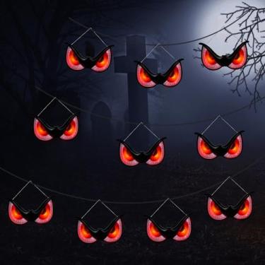 Imagem de WBao Luzes de Halloween piscando assustadoras, olhos realistas com 3 modos de iluminação e temporizador, à prova d'água alimentados por bateria para janelas, árvores, decorações de Halloween de