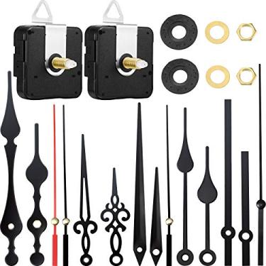 Imagem de 2 peças de mecanismo de movimento de eixo longo de alto torque com 5 pares diferentes de ponteiros para reposição de peças de reparo de relógios faça-você-mesmo