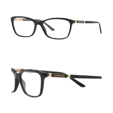 Imagem de Versace VE3186 Óculos não polarizados para mulheres – Armação de acetato borboleta com hastes, kit de óculos eShades incluído, Preto (54 mm), 54 mm