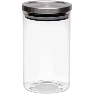 Imagem de Pote 1 Litro 17,5cm Vidro Hermético Com Tampa Inox - Mimo Style