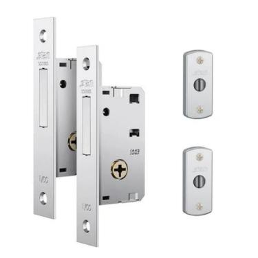 Imagem de Fechadura Trava tetra Auxiliar 1003 Par Inox Cromado Estreita - Stam