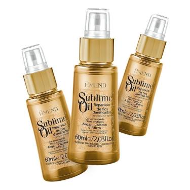 Imagem de 03 Óleo Reparador De Fios Danificiados Sublime Amend 60Ml