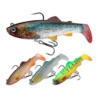 Imagem de GRFIT Ganchos de pesca de camarão silicone artificial simulação de isca de camarão macio com ganchos Wobbler de carpa para acessórios de isca de pesca anzóis (cor: D2 9,7 cm 22,5 g 4 peças)