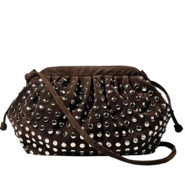 Imagem de DSGUTWO Bolsa Cloud Dumpling clutch bolsa de ombro bolsa tiracolo de palha para mulheres, Café