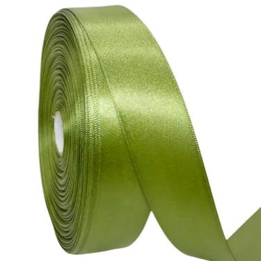 Imagem de AEVORA Fita de cetim dupla face de 2,5 cm, fita de embrulho de presente 50 metros para buquês de flores, embrulho de artesanato de Natal, faixas de cabelo, costura de casamento (verde exército 153)