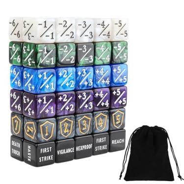 Imagem de 60PCS MTG Counters Set, Anglekai MTG Dice Counters for TCG Card Games, 10P Life Ability Keywords/ 40P -1/+1 Buff Tokens/ 10P Shield/Bag