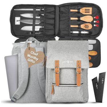 Imagem de Estojo, Bolsa Portátil para Facas com 30 Slots, Facas não Incluídas, CHEF SAC, Cinza