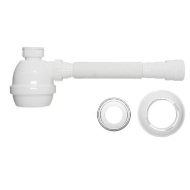 Imagem de Sifão Pia Cozinha Tanque Lavatório Com Copo E Canopla Blukit, Branco