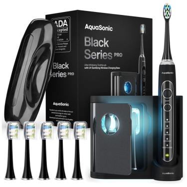 Imagem de AquaSonic Escova de Dentes Elátrica Ultra Branqueadora, 4 Modos e Temporizadores Inteligentes, Preto