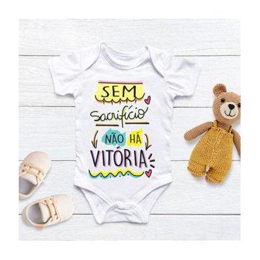 Imagem de Body Personalizado Bebê Sem Sacrifício Não Há Vitória - Baby Da Moda