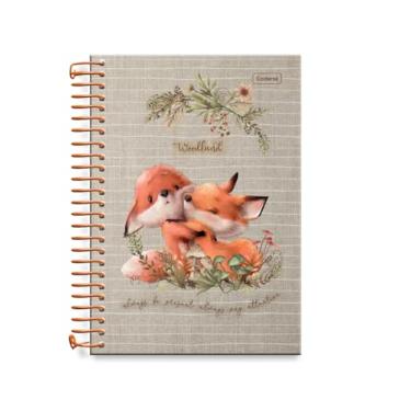 Imagem de Caderneta Cadersil 1/8 Estampa Woodland – 80 Folhas decoradas – Capa Dura e espiral Dourado – Ideal para Notas Rápidas e Anotações Diárias