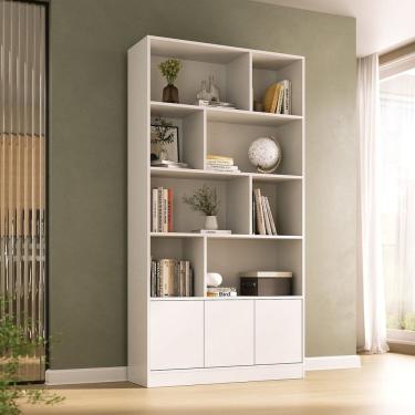 Imagem de Estante de Livros 100% Mdf 3 Portas 8 Nichos Versatile Branco