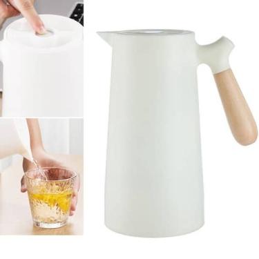 Imagem de 2 Garrafas Térmica 1 Litro Parede Dupla Cabo Madeira 1000ml - Spider, 