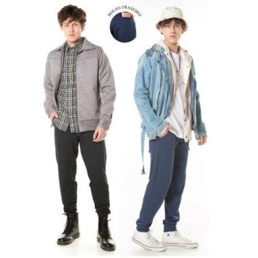 Imagem de Calça Moletom Masculina com Punho CDKA/ FSJ Ref. 4824, Azul, M