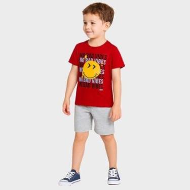 Imagem de Conjunto Infantil Emoji Menino Camiseta e Shorts Rei Rex-Masculino