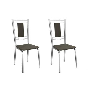 Imagem de Cadeira De Cozinha Florença 2c005cr Aço Kit 2 Un Cromado-suede Escuro - Kappesberg
