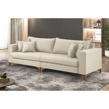 Imagem de Sofa Fixo 3 Lugares 2,20m M-197  Molas Bonnel, Almofadas Soltas e Revestimento em Linho - Estofados Martins