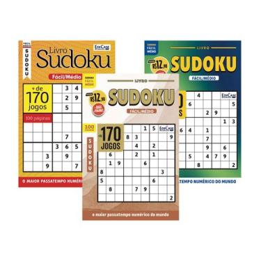 Imagem de Kit 3 Livros Sudoku Ed.6 - Nível Fácil/ Médio - O Maior Passatempo Num