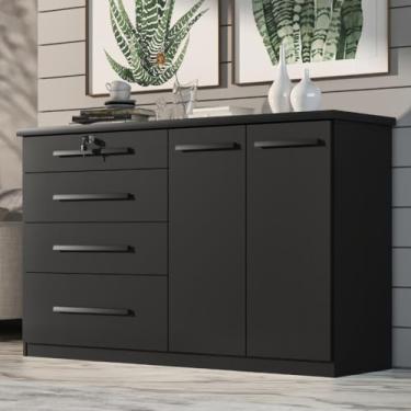 Imagem de Comoda Mariah 4 Gavetas 2 Portas Com Chave Onix