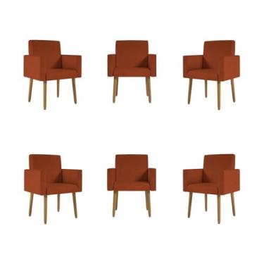 Imagem de Kit 06 Cadeiras Poltronas Decorativa - Escritório - Recepção Cor:terracota