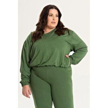 Imagem de Blusa Feminina Plus Size Decote V com Bolso, Elastico Cintura e Punhos-Feminino