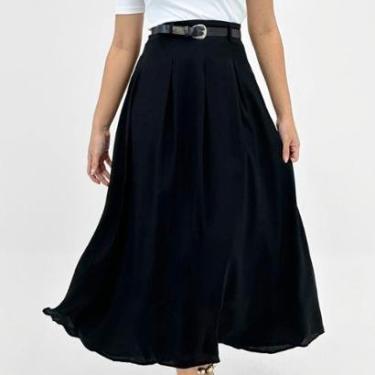 Imagem de Saia Malwee Midi Tecido com Cinto Feminina-Feminino