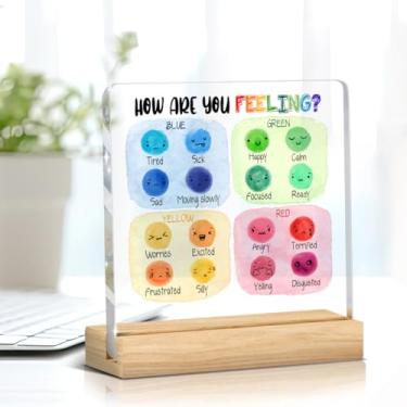 Imagem de Terapia de presente de saúde mental decoração de mesa de escritório placa acrílica placa de canto calmo sala de aula decoração presentes para mulheres homens conselheiro escolar sentimentos emoções