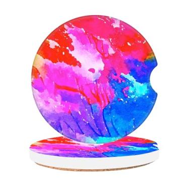 Imagem de Splendid Print Tapete de copo de cerâmica absorvente com entalhe de dedo - Porta-copos para interior de carro