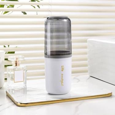 Imagem de Estojo para escova de dentes de viagem, suporte de escova de dentes portátil 2 em 1, recipiente de cobertura de pasta de dente transparente para escola, acampamento, viagem de negócios, banheiro