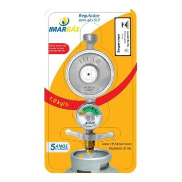 Imagem de 2X Regulador Registro Gás Imar Com Manômetro 1Kgh Rosca 1/2