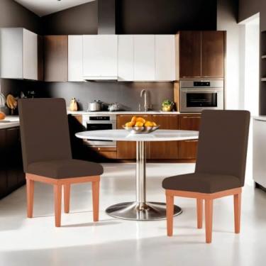 Imagem de Kit 2 Cadeiras de Jantar Estofadas com Base em Madeira Reforçada – Conforto e Estilo para Sala de Jantar ou Cozinha (Marrom)