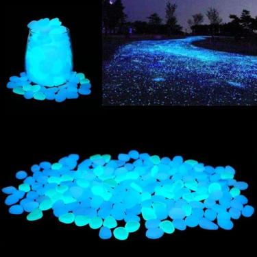 Imagem de 200 peças de pedras brilhantes, pedras azuis brilhantes para decoração ao ar livre, jardim, quintal, aquário, passarela, peixes