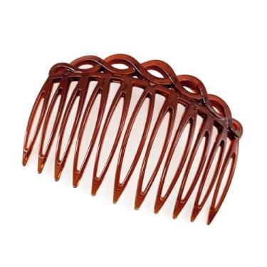 Imagem de Pentes laterais de cabelo, prendedor de garfo, prendedor de cabelo, alfinete de cabelo para coque, pentes de cabelo em forma de U para acessórios de cabelo vintage (6 peças marrom escuro)