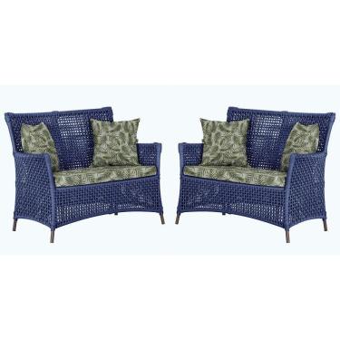 Imagem de 2 Sofás área Externa Igapó Alumínio Marrom Corda Náutica E5 Azul