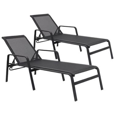 Imagem de Kit 2 Espreguiçadeiras Lótus Premium Preto