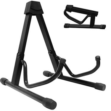 Imagem de VEDO Suporte para Guitarra Dobrável em Forma de A com Pés de Borracha Anti-derrapante e Braços de Espuma EVA, Compatível com Guitarra Acústica, Elétrica, Baixo, Ukulele, Banjo, Modelo SG-8 da na Cor Preta, Estável e Portátil para Estúdio e Viagens